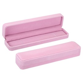 PATIKIL Velvet Necklace Box, 2 Pack Single Slot Long Chain Box Vintage Jewelry Holder for Wedding Engagement Proposal Ceremony Anniversary Style 2, Pink