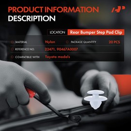 A-Premium 20 PCS Nylon Rear Bumper Step Pad Car Retainer Fastener Push Pin Clips Compatible with Toyota Camry 2015-2017 Tundra 2014-2018 Sienna 2011-2017 Matrix 2009-2013 Avalon 2016-2018