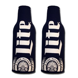 Miller Lite Zippered Beer Bottle Suit Holder Cooler Kaddy Huggie Coolie Set of 2