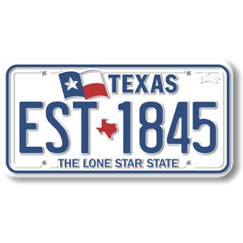 Texas State License Plate Magnet by Classic Magnets, 1.9" x 3.8", Collectible 3D Rubber Vintage-Style Souvenirs and Gifts Made in The USA