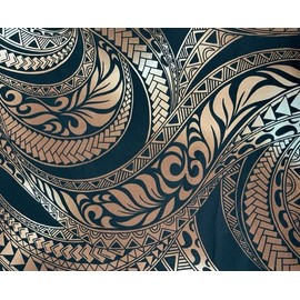 Originals by Hitomi Brown Swirly Tribal Hawaiian Print Fabric Sold by The Yard