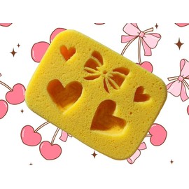 Hearts and Bow Butter Sponge Design 7.5x5.5x2 in. ASMR Squeeze Therapy