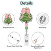 Christmas Tree Badge Reel, Cute Pink Bow Retractable Badge Holder