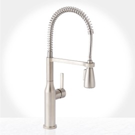 Miseno MNO500LZSS Miseno MNO500L Galleria Pre-Rinse Single Handle Kitchen Faucet with Multi-Flow Spray Head - Includes Optional Deck Plate