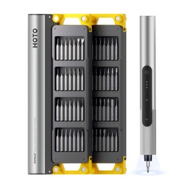HOTO SNAPBLOQ™ S-A01 3.7V Mini Electric Screwdriver with 56 Bits & 3 Torque Settings, Precision Mini Screwdriver, 250RPM, Brighter LED Light, Repair Tool Kit for Electronics, Phone, Laptop, DIY