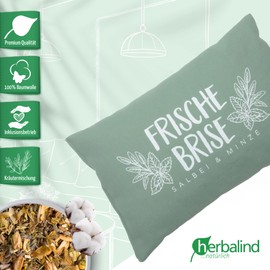 Herbalind Herbal Cushion, Fresh Breeze, Sage Mint, 30 x 20 cm, Cold Pillow with Filling without Chemicals, Cushion Cover, 100% Cotton, Scented Cushion for Colds, Aroma Cushion