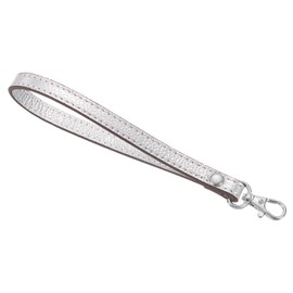 sourcing map Leather Wristlet Strap, 190mm/7.48" Hand Wrist Lanyard Leather Replacement Wrist Strap for Clutch Wallet Keychain Bag DIY (Silver, Silver)