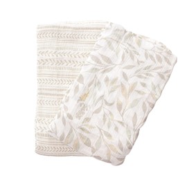 Crane Baby Willow 2-Piece Leafy Swaddle Set - Multipurpose, Lightweight, Artistic Design for Infants