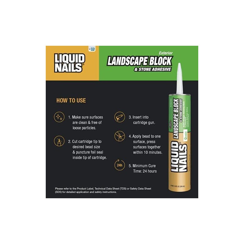 Liquid Nails LN-905 12 Pack Landscape Block Adhesive (Low-VOC), Tan