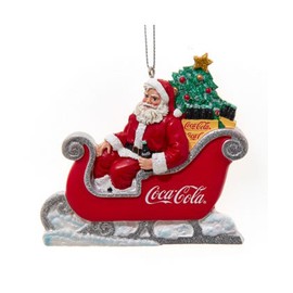 Kurt Adler 3.25 Inch Resin Coke Santa in Sleigh Ornament
