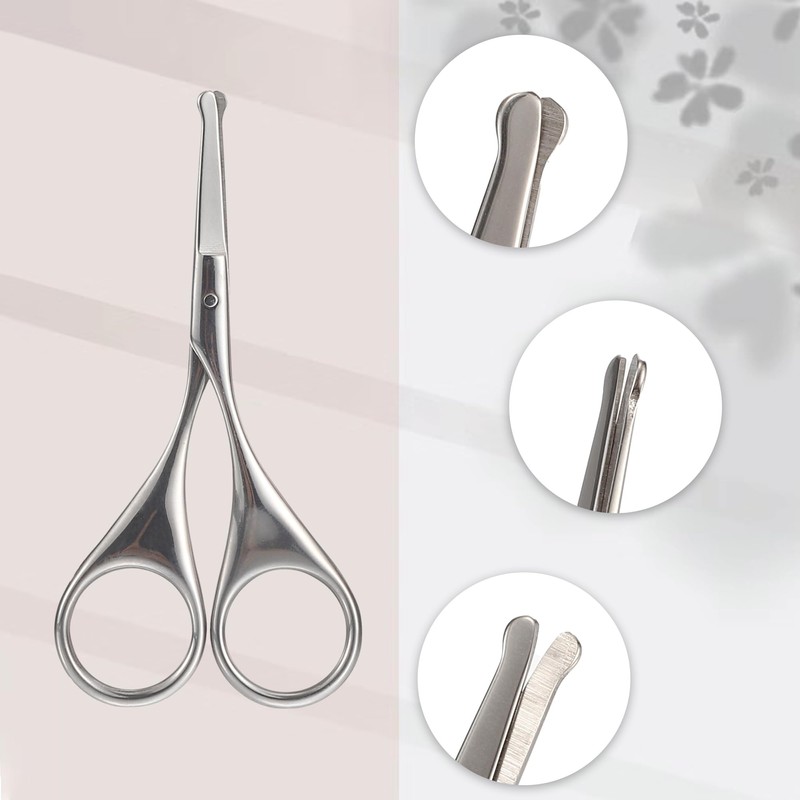VOCOSTE Nose Hair Scissors, Round Safety Scissors, Eyebrow Eyelashes, Beard,