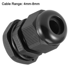 TA-VIGOR 10Pcs M16 x 1.5 Cable Gland, IP68 Waterproof Adjustable Plastic Nylon Wire Connectors Gland Joints for 4mm-8mm Cables, Locknut Stuffing Glands with Locknut and Washer – Black