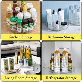 SAMISO 3er-Pack Drehbar Gewürzregal,Schrank Organizer für Kühlschrank,360°Drehbares Gewürzregal,Drehteller organizer,drehbarer Gewürzhalter aus Kunststoff,für Kühlschrank,Küche,Bad,Kommode