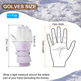 PATIKIL Winter Ski Snow Gloves, 1 Pair Waterproof Winter Warming Gloves Touchscreen Skiing Work Gloves for Women, Purple-White