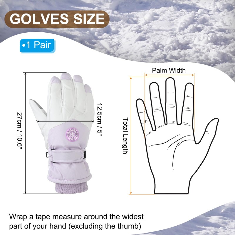 PATIKIL Winter Ski Snow Gloves, 1 Pair Waterproof Winter Warming