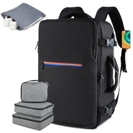 MAYMOONER 40L Travel Backpack for Men Women TSA Airline Approved Large Carry on Backpack with USB Charging Port & 3 Packing Cubes,Personal Item Travel Bag fit 17in Laptop for Business Weekender Black