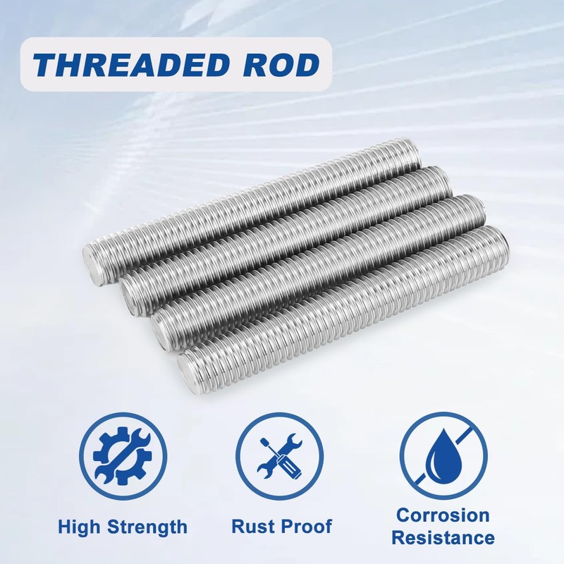 Drenky‌ 304 Stainless Steel Threaded Rods M6 X 50mm Metric