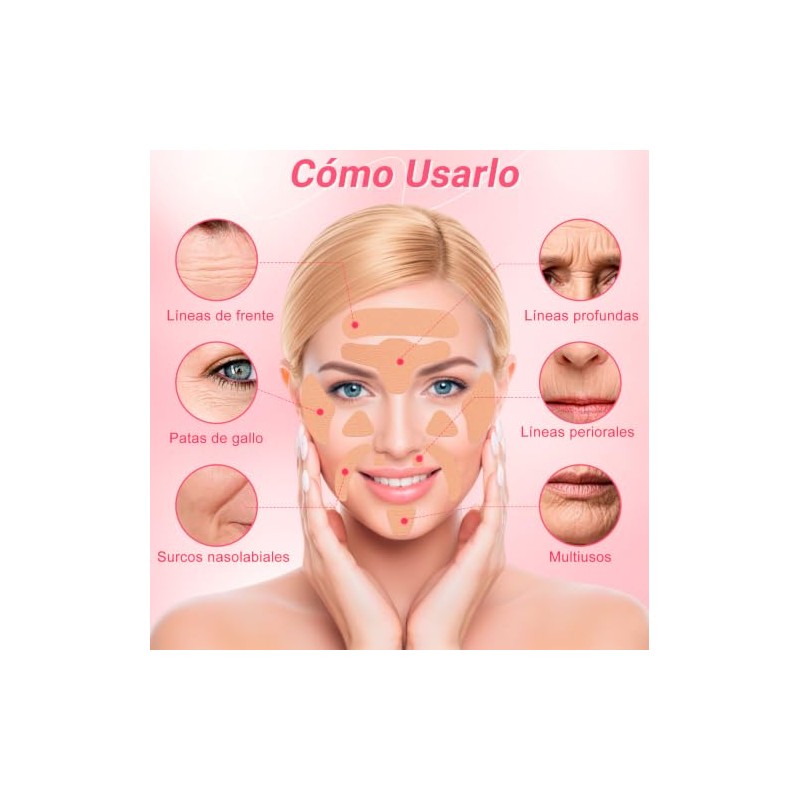 2 Rollos Cinta Antiarrugas para Levantar Cara,Parche Lifting 2.5cm*5m/Rollo