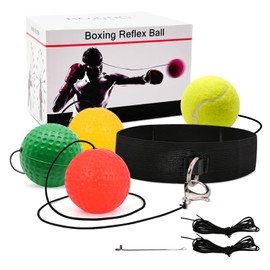 JUNUNDJING Boxing Reflex Ball, Reflex Ball, Boxing Training Ball, Various Boxing Balls with Headband, 4 Balls