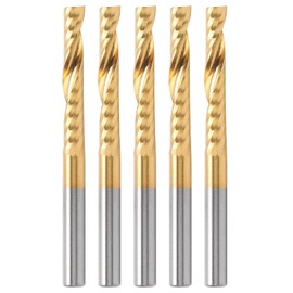 5Pcs End Mill TiPlated 1Flute CNC Spiral Router Bit HighSpeed Steel Milling Cutter 4x22x50mm