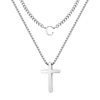 Cross Necklace for Men Layered Initial Cross Pendant Necklace Letter