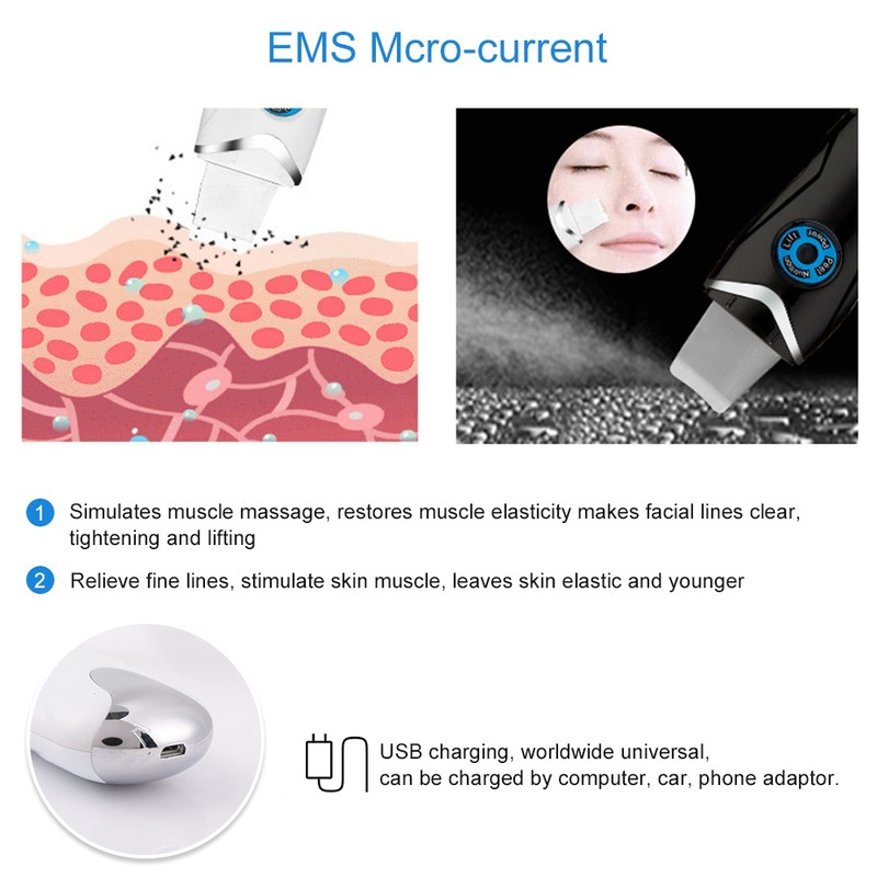 Ultrasonic Skin Scrubber Pore Cleaning Blackhead Acne Removal Photon Rejuvenation