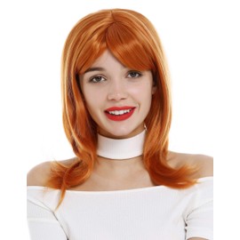 WIG ME UP - 3003-T2735 Women's Shoulder Length Medium Length Straight Layered Lace Wig Orange