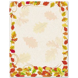 PaperDirect Dropping Leaves Fall Thanksgiving Border Paper, Autumn Stationery with Colorful Leaf Background and Border, 8.5 x 11, Acid-Free, Ideal for School, Business, Flyers, Cards, 25 Sheets