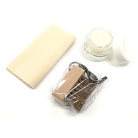 Columbus CL-CARESET2 Leather Care Kit, Leather Wallet, Bag, Leather Accessories, 3-Piece Set, Aroma Leather Cream, Mini, Terrim, Mini Horsehair Brush, Mini, beige
