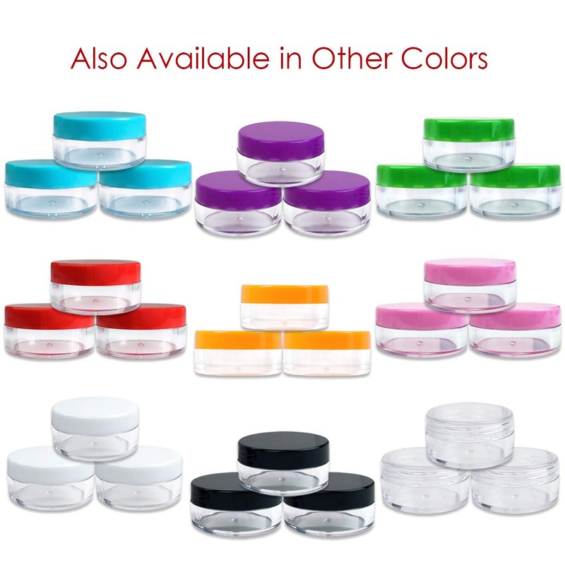 (Quantity: 20 Pieces) Beauticom 10G/10ML Clear Round Jars with Pink