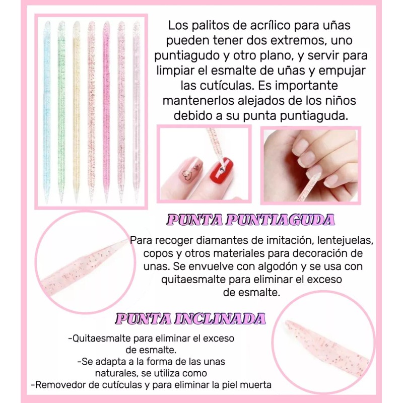 Noved 200 Piezas Palitos De Naranjo Glitter Para Uñas Cutículas
