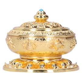 Zinc Alloy Incense Holder Burner Ancient Style Ornament Crafts for Home Office MeditationGold Medium Size