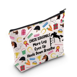 JNIAP Equestrian Trainer Horse Gift Show Jumping Cosmetic Bag Country Girl Gift for Horse Owner (Check Diagonals Bag)