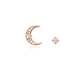 [Custom Made] Taurus Dear Moon Diamond Unbalanced Constellation Earrings OTE120614B 0.0 White White / [주문제작] 황소자리 디어문 다이아 언발란스 별자리 귀걸이 OTE120614B 0.0  화이트  화이트