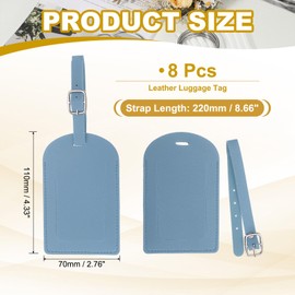 PATIKIL Leather Luggage Tags Top Open Set of 8 Luggage Tags Cute PU Bag Labels Suitcase Name Label Suitcase Accessories Airplane Travel Essentials Haze Blue