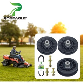 2 Pack 532194326 V-Groove Idler Pulley with 532194327 Flat Idler Pulley 532140218 Belt 1/2x84 and Hardware Kit for Husqvarna GTH2448T GTH2454T GTH2648 YTH1848XPT YTH2548XP Lawn Tractors