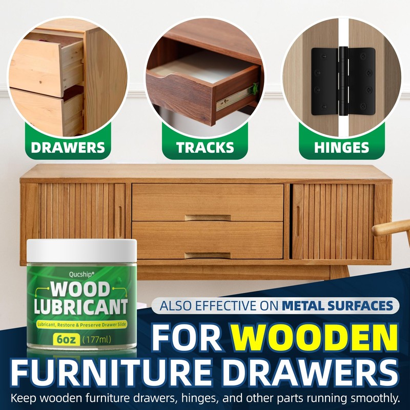 Qucship 6oz Wood Lubricant & Wax - Sliding Drawer &