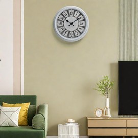 NUOVO Large Wall Clock for Living Room, Retro Wall Clock, Silent and Non-Ticking Arabic Numeral Wall Clock for Indoor and Outdoor Use, Retro Look Clock for Bedroom and Kitchen (14 Inches)