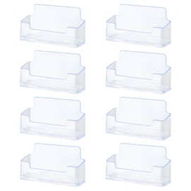 IETWATE Pack of 8 Business Card Holders, Plastic Business Card Stand, Transparent Business Card Holder, 95 x 23 x 48 mm Business Card Box Stand Holds 50-70 Cards, for Office Business Cards