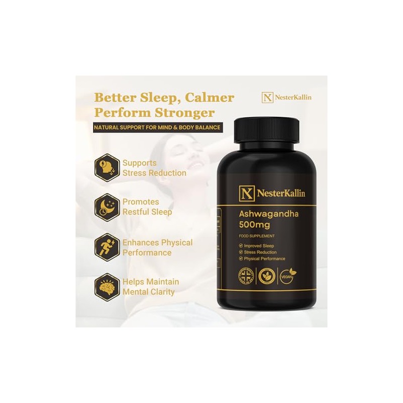 Ashwagandha Extract 500mg Capsules – 90 Vegan Capsules – Daily