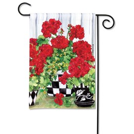 Studio M Geranium Red Flowers 18 x 12 Inches, Double Sided Design, Weather & UV/Fade Resistant Polyester, Outdoor Flag Decoration for Garden, Yard, Porch