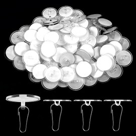 Giantree 100pcs Self-Adhesive Ceiling Hooks for Hanging with 100 Metal Hook, Clear Round Suction Cup Sticky Ceiling Discs Without Drilling Removable Damage-Free Wall Hanger Sticky