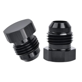 EVIL ENERGY 6AN Male Flare Blanking Plug Fitting Adapter Hex Aluminum Black,Pack of 2