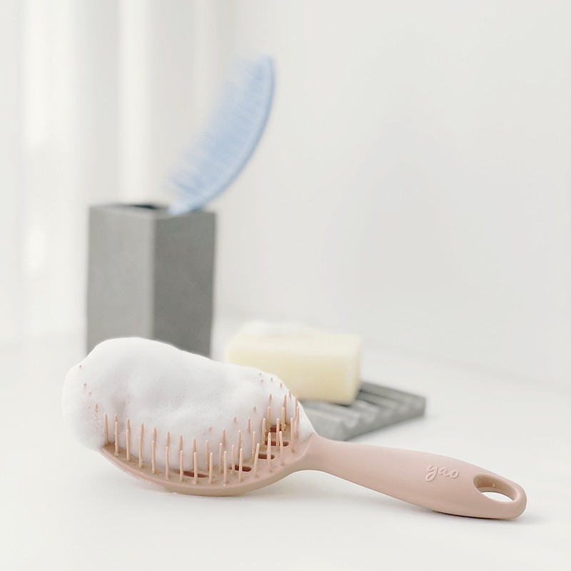 Yao Hairbrush [Scalp Care Round Brunt Coral] Wet Hair Shampoo