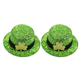 Healvian 2 PCS Glitter St Patricks Day Hair Clips Green Hat Hairpins Sequin Shamrock Hair Clips St Patricks Day Hair Accessories