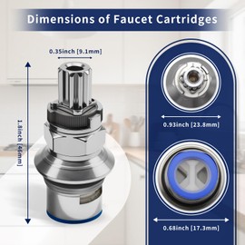 Nereusfwater 2 Pack Ceramic Disc Cartridge Replacement,12-Point Broach Design, Compatible with Price Pfister 910-9000 Hot and Cold 2-Handle Faucets, for Kitchen and Bathroom Fixtures