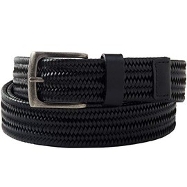 KingSize Men's Stretch Leather Braided Belt - 5XL, Black