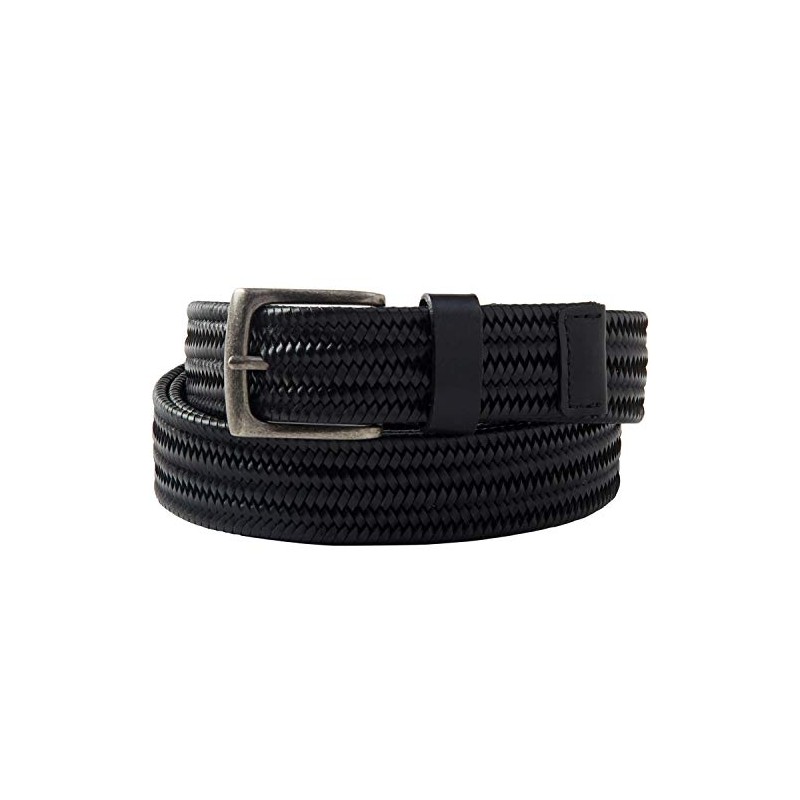 KingSize Men's Stretch Leather Braided Belt - 5XL, Black