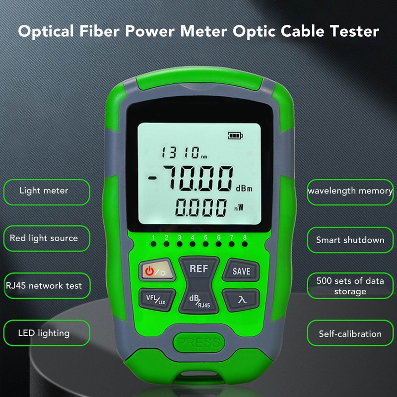 Optical Fiber Power Meter Optic Cable Tester ‑70~+10dbm Digital Display
