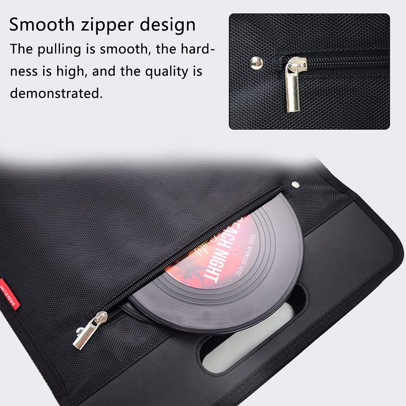 AKOZLIN Vinyl Record Travel Carrying Bag,LP Records Durable Vinyl Albums